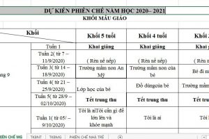 DỰ KIẾN PHIÊN CHẾ NĂM HỌC 2020– 2021