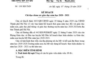 KẾ HOẠCH Chỉ đạo chăm sóc giáo dục năm học 2020 – 2021