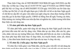 Phòng VHXH xã Hồng sơn phổ biến về việc lấy ý kiến góp ý dự thảo nghị quyết về chế độ trợ cấp đối với giáo viên mầm non nghỉ công tác chưa được hưởng chế độ của.Trường mầm non An Mỹ